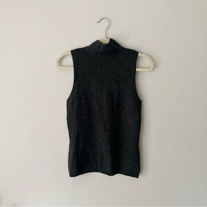 Naadam Mockneck Sleeveless Cashmere Knit Tank in Charcoal Size S